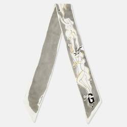 مملوكة مسبقًا ABCDior Grey Grace Print Silk Mitzah Scarf