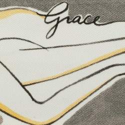 Pre Owned ABCDior Grey Grace Print Silk Mitzah Scarf
