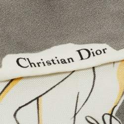 Pre Owned ABCDior Grey Grace Print Silk Mitzah Scarf