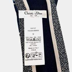 Pre Owned Christian Dior Mitzah Navy Blue Silk Scarf