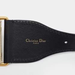 مملوكة مسبقًا Dior CD Logo 85 CM Waist Belt Beige/Black Embroidered Canvas and Leather