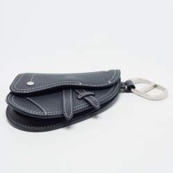 Pre Owned Dior Saddle Bag Charm Navy Blue Leather