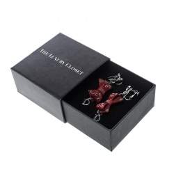 مملوكة مسبقًا Dior Red Bow Patent Leather Silver Tone Drop Earrings