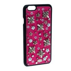 Pre Owned Dior Pink Crystal and Fabric Stardust Embellished IPhone 6 Case