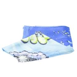 Pre Owned وشاح ديور حرير أزرق كروكوا مطبوع مربع