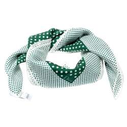 Pre Owned Dior Green and White Polka Dotted Silk Square Scarf