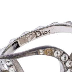 مملوكة مسبقًا خاتم ديور شعار مرصع كريستال فضي مقاس 54