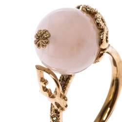 Pre Owned خاتم كريستيان ديور مرصع كريستال كرة لؤلؤ صناعي ذهبي مقاس 55