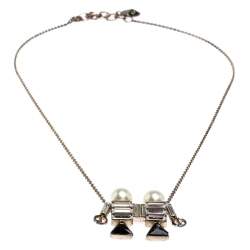 مملوكة مسبقًا Dior Tell Me Dior Gemini Faux Pear Gold Tone Pendant Necklace 