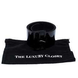Pre Owned Dior Black Patent Leather Wide Waist Belt 95CM