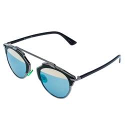 Pre Owned Dior Dark Ruthenium/Azure Gold Mirror Dior So Real Round Sunglasses