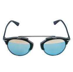 Pre Owned Dior Dark Ruthenium/Azure Gold Mirror Dior So Real Round Sunglasses