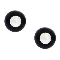 مملوكة مسبقًا أقراط ديور مرصعة لون فضي لؤلؤ صناعي راتنج سوداء Tribales 