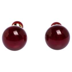 مملوكة مسبقًا Dior Mise en Dior Tribales Red Resin Gold Tone Stud Earrings