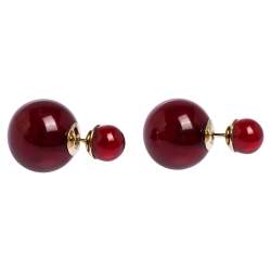 مملوكة مسبقًا Dior Mise en Dior Tribales Red Resin Gold Tone Stud Earrings