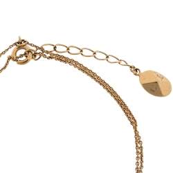 مملوكة مسبقًا  Dior Bow Monogram Gold Tone Double Chain Bracelet