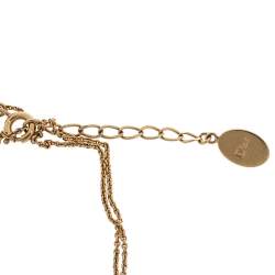 مملوكة مسبقًا  Dior Bow Monogram Gold Tone Double Chain Bracelet