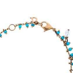 مملوكة مسبقًا Dior Turquoise Blue Crystal Logo Beaded Bracelet
