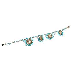 مملوكة مسبقًا Dior Turquoise Blue Crystal Logo Beaded Bracelet