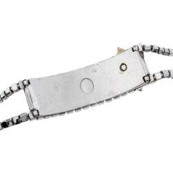 مملوكة مسبقًا قلادة ديور قابلة للضبط شوكر لون فضي مزخرفة كريستال إيناميل