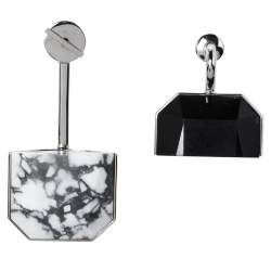 Pre Owned Dior Monotone Crystal & Howlite Asymmetric Drop Earrings