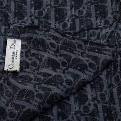Pre Owned Dior Grey Diorissimo Print Silk Chiffon Stole