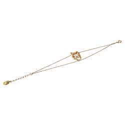 Pre Owned  Dior Vintage Bow Logo Gold Tone Double Chain Bracelet