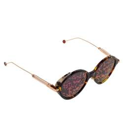 Pre Owned Dior Gold Havana / Pink Mirror Leaf DiorUmbrage Round Sunglasses