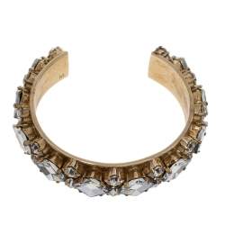 مملوكة مسبقًا سوار ديور مزخرف كريستال ذهبي اللون مفتوح مقاس متوسط - ميديوم