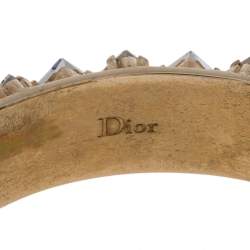 مملوكة مسبقًا سوار ديور مزخرف كريستال ذهبي اللون مفتوح مقاس متوسط - ميديوم