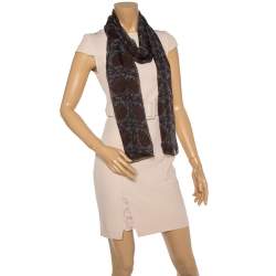 مملوكة مسبقًا Dior Brown Cannage Print Silk Scarf
