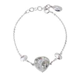 مملوكة مسبقًا Dior Heart Motif Resin Crystal Silver Tone Bracelet