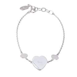 مملوكة مسبقًا Dior Heart Motif Resin Crystal Silver Tone Bracelet