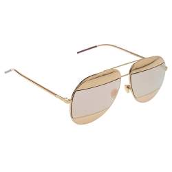 Pre Owned Dior Gold Mirror DiorSplit1 Aviators Sunglasses