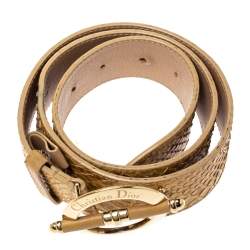 Pre Owned Dior Beige Python Leather Bamboo Detain Buckle Belt 80CM