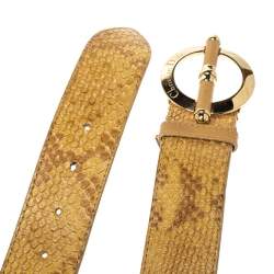 Pre Owned Dior Beige Python Leather Bamboo Detain Buckle Belt 80CM