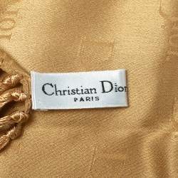 مملوكة مسبقًا Dior Beige Jacquard Logo Fringed Silk Scarf