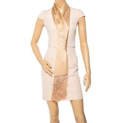 مملوكة مسبقًا Dior Beige Jacquard Logo Fringed Silk Scarf