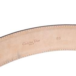 مملوكة مسبقًا حزام ديور إبزيم دي جلد لامع أسود 85 سم