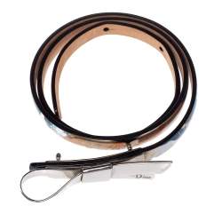 Pre Owned حزام ديور مزين فيونكة جلد مطبوع متعدد الألوان ميتاليك مقاس صغير (سمول)