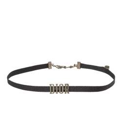 Pre Owned قلادة ديور شوكر شعار الماركة معدن فضي اللون عتيق و أسود