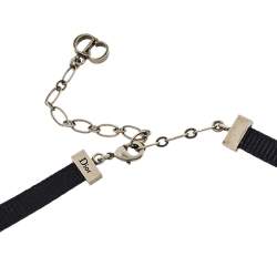 Pre Owned قلادة ديور شوكر شعار الماركة معدن فضي اللون عتيق و أسود