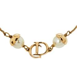 Pre Owned أسورة ديور ميس أند ديور لؤلؤ صناعي ذهبي 