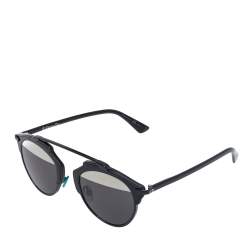 Pre Owned نظارة شمسية ديور "سو ريال" مستديرة عاكسة سوداء و رصاصية و فضية