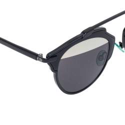 Pre Owned نظارة شمسية ديور "سو ريال" مستديرة عاكسة سوداء و رصاصية و فضية