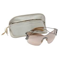 مملوكة مسبقًا Christian Dior Silver Tone / Brown Gradient Diorly1 Crystal Embellished Shield Sunglasses