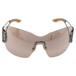 مملوكة مسبقًا Christian Dior Silver Tone / Brown Gradient Diorly1 Crystal Embellished Shield Sunglasses