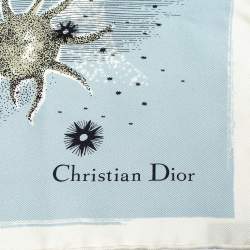 مملوكة مسبقًا Dior Pale Blue Zodiac Print Silk Scarf