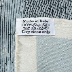 مملوكة مسبقًا Dior Pale Blue Zodiac Print Silk Scarf