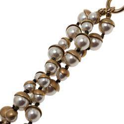 مملوكة مسبقًا Dior Mise En Dior Faux Pearl Gold Tone Bracelet